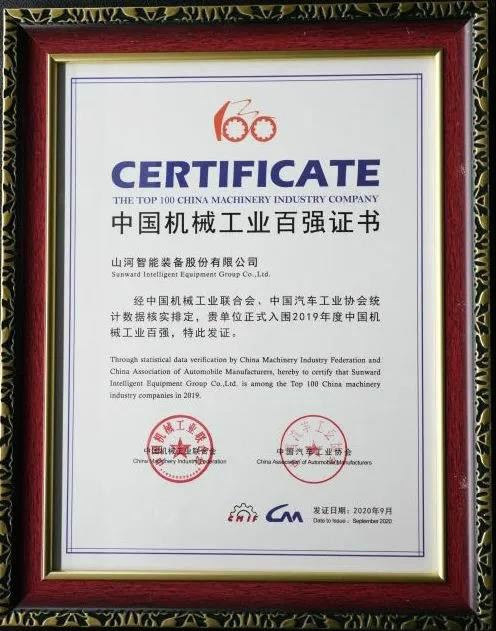2019年中国机械工业百强宣布，，，鸿运国际智能排名52位